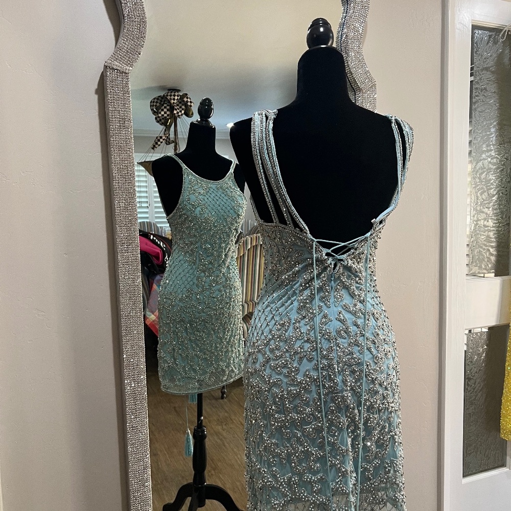 Sherri Hill blue cocktail dress, size 6